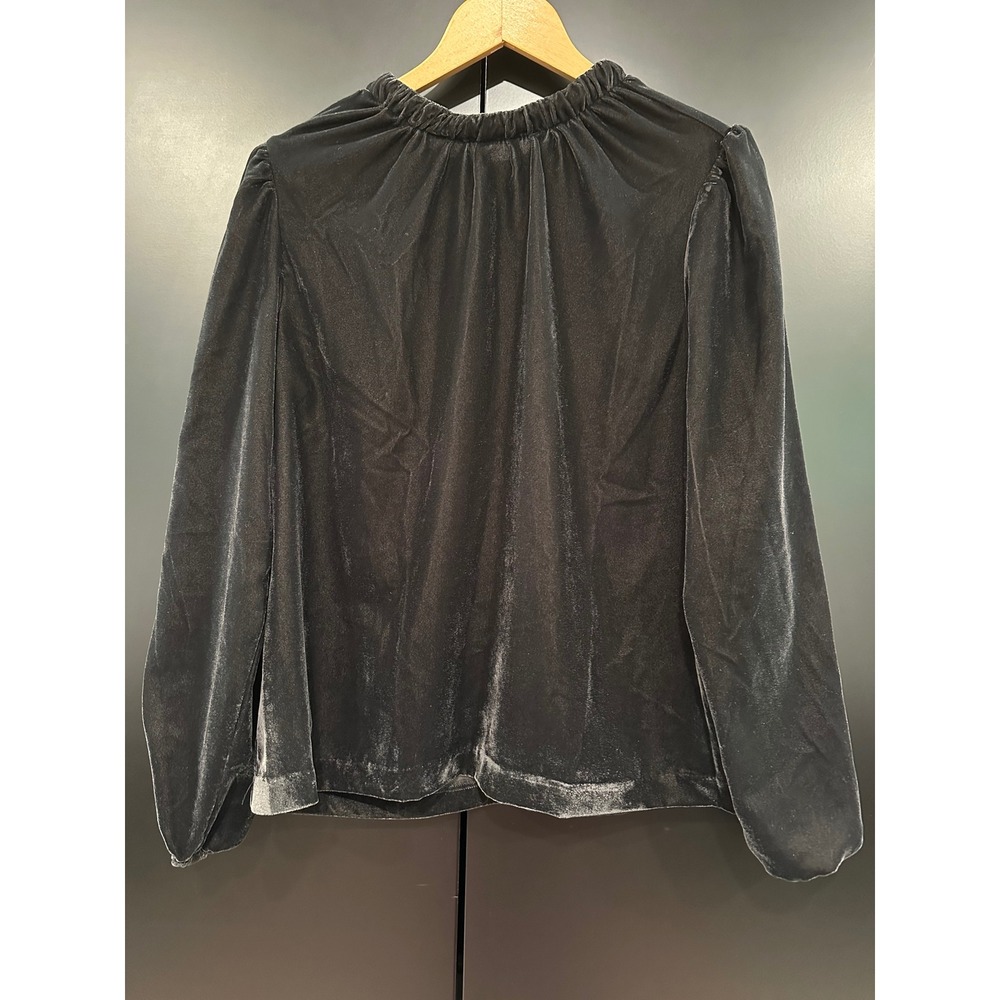 Ann Taylor Black Velvet Puff Sleeve Tie Back Blouse Top S 574702 NWT